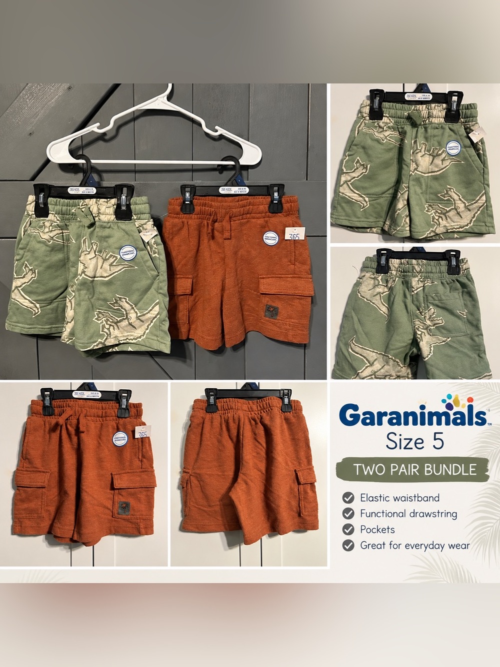 365 Garanimals Boys Shorts Set- Size 5- 2 Pack